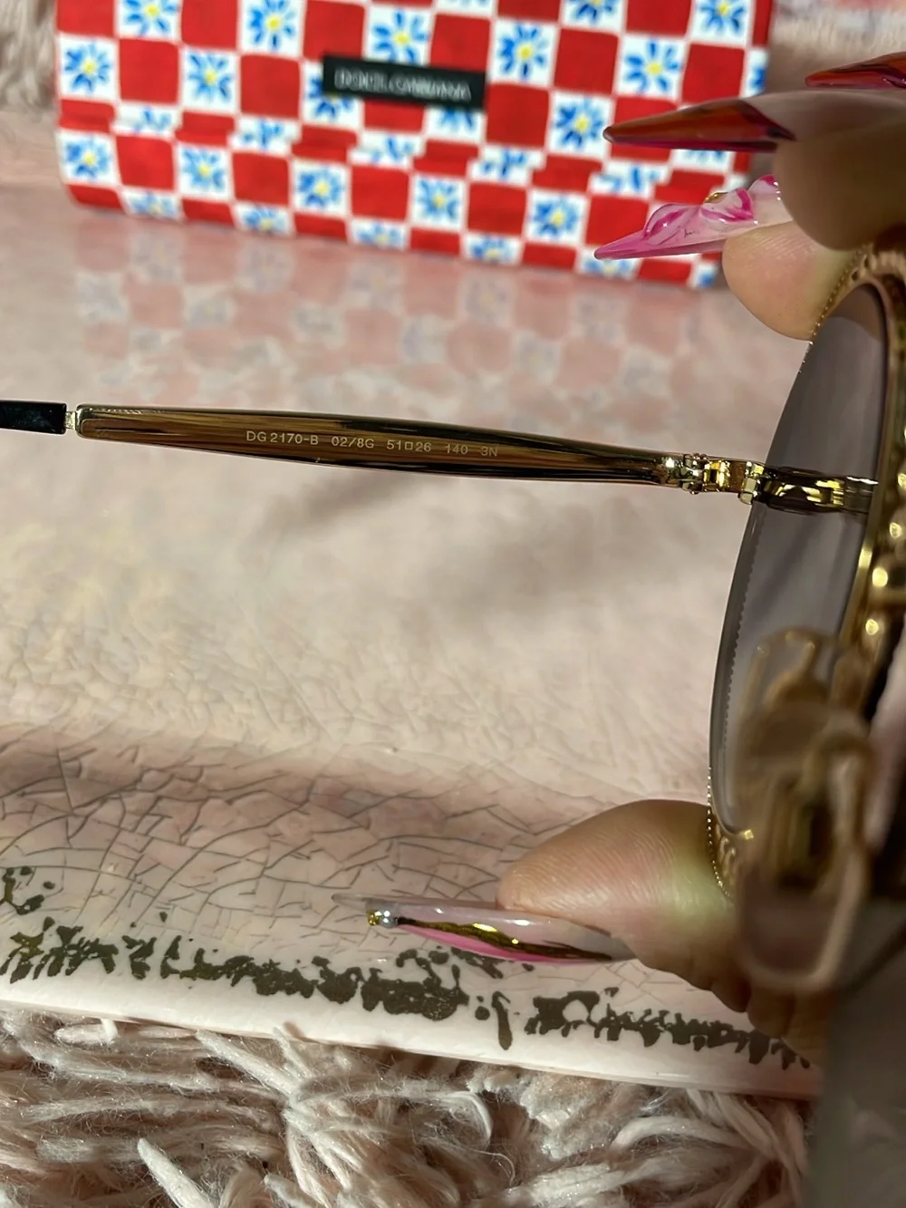 Dolce & Gabbana Gold Round Sunglasses with Multicolor Crystal Accents